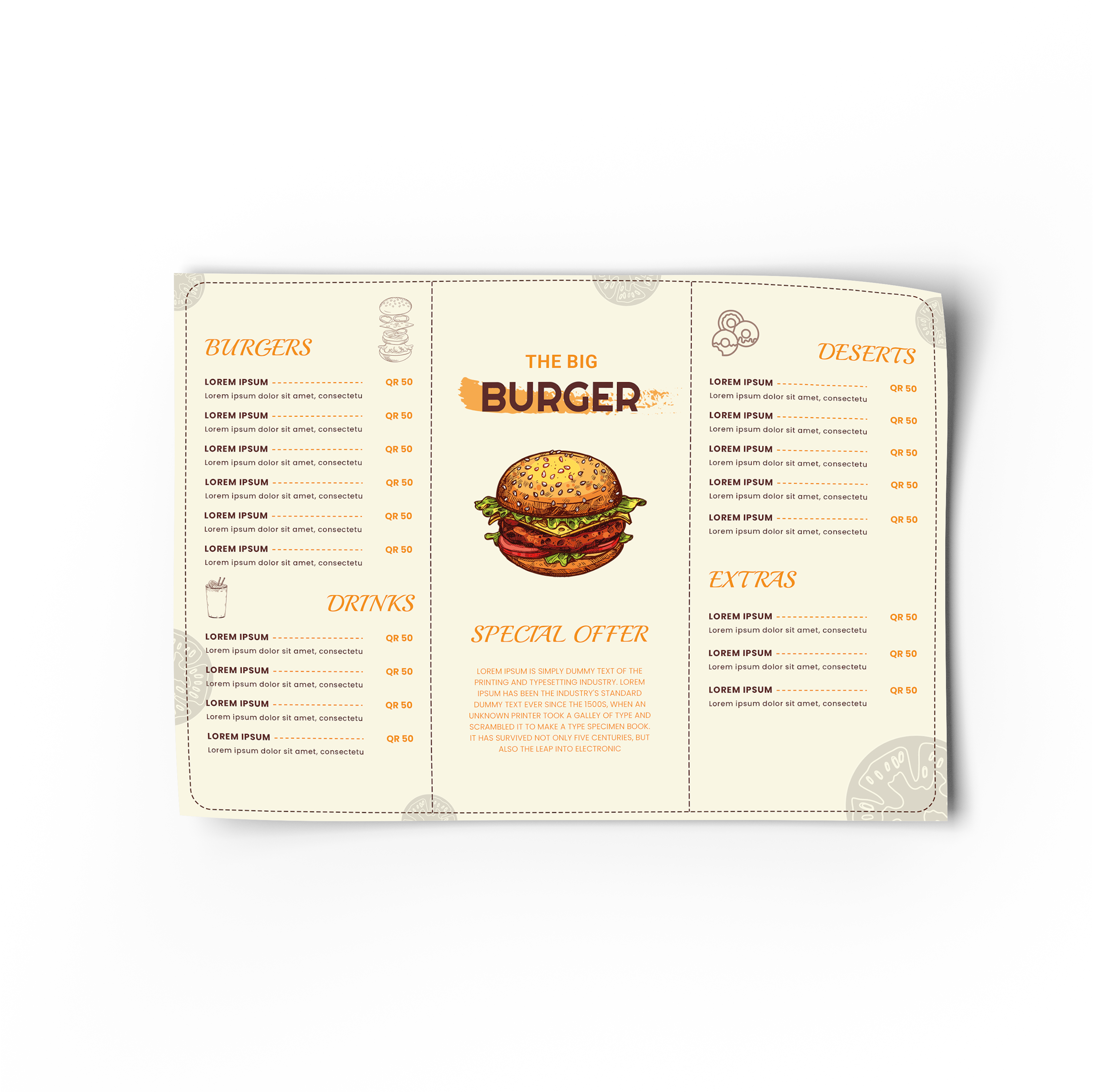 trifold brochure for food menu design #10