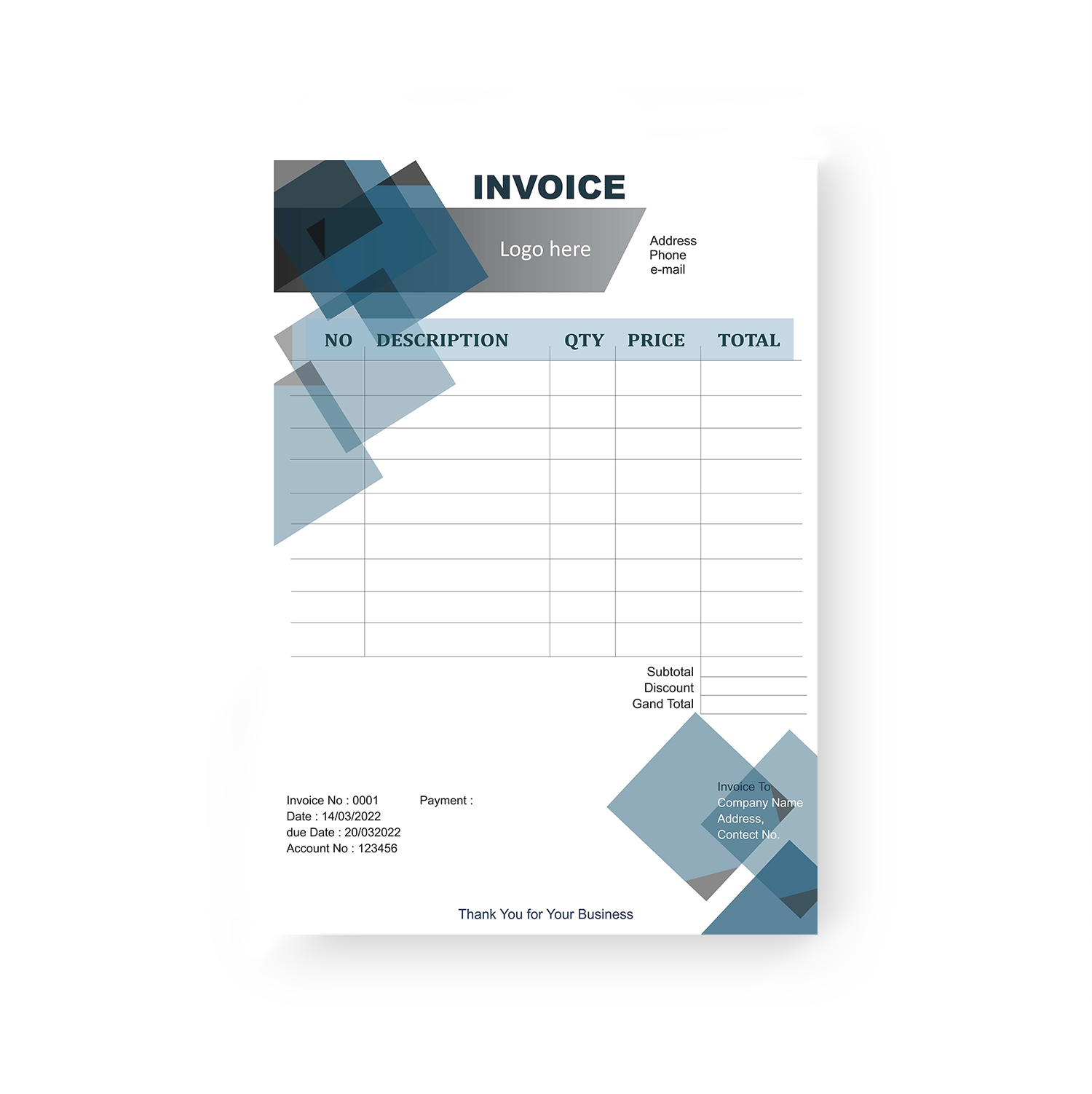 Commercial invoice design #17