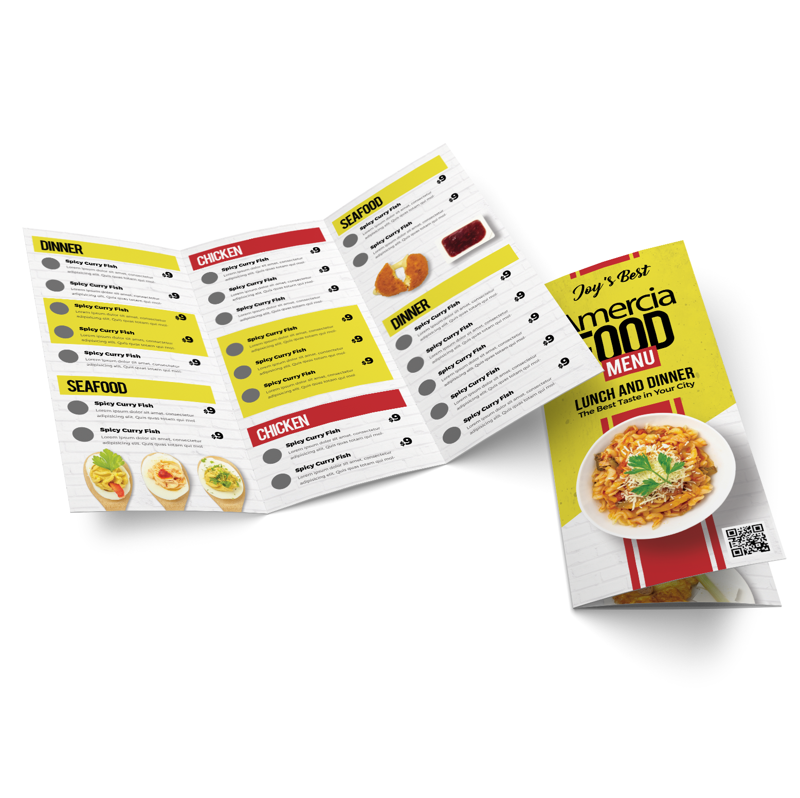 trifold brochure for food menu design #2