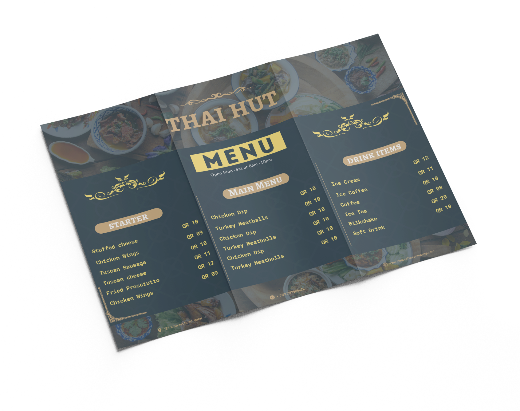 trifold brochure for food menu design #43