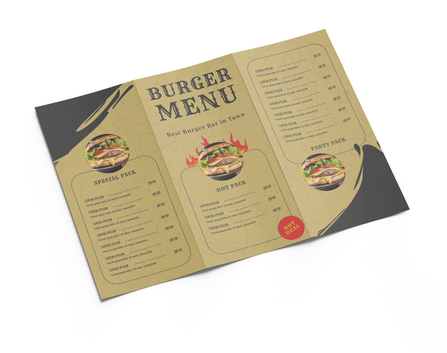 trifold brochure for food menu design #44