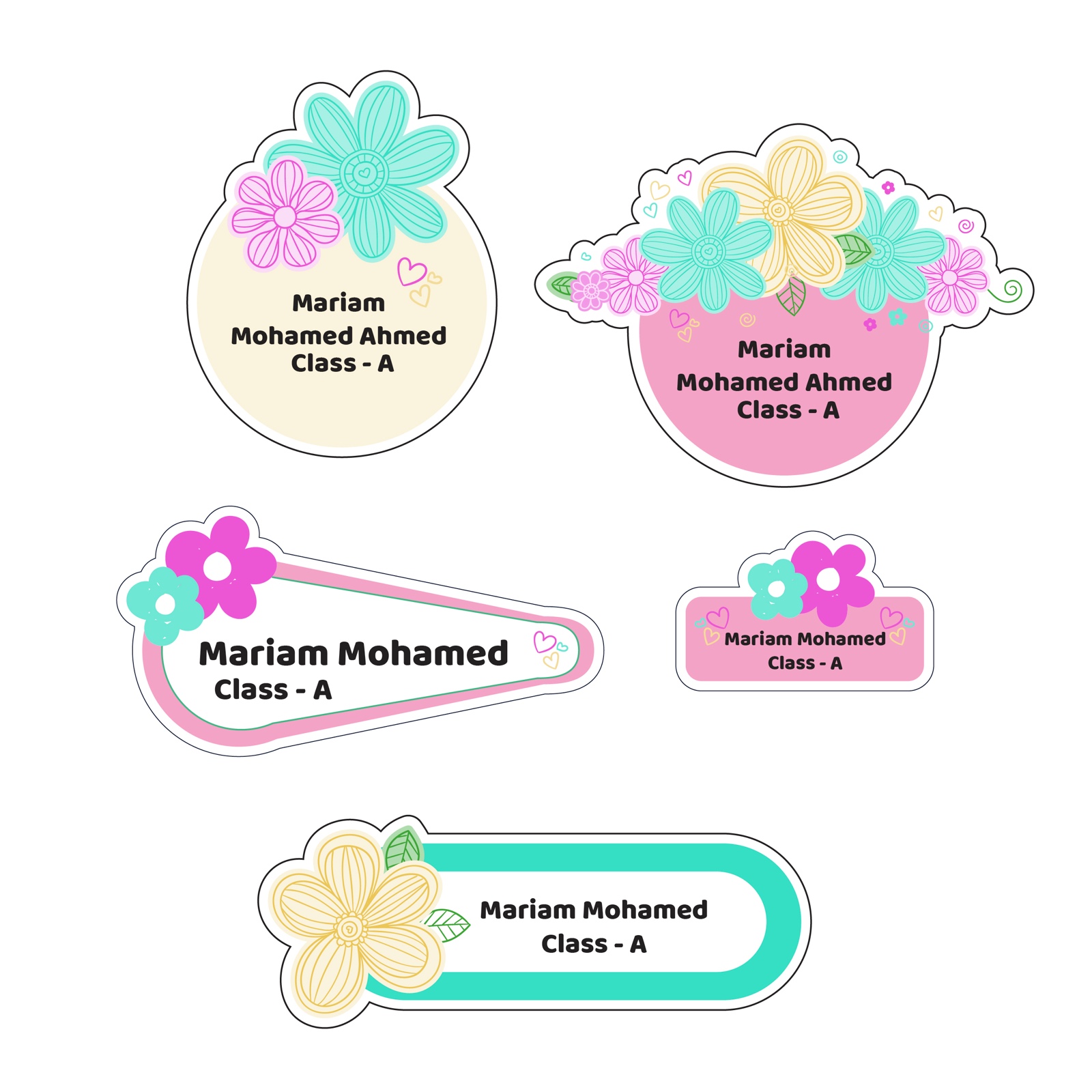 Sticker name labels for school