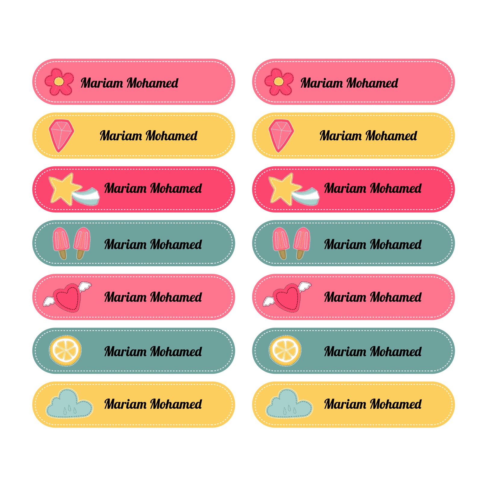 Sticker name labels for school