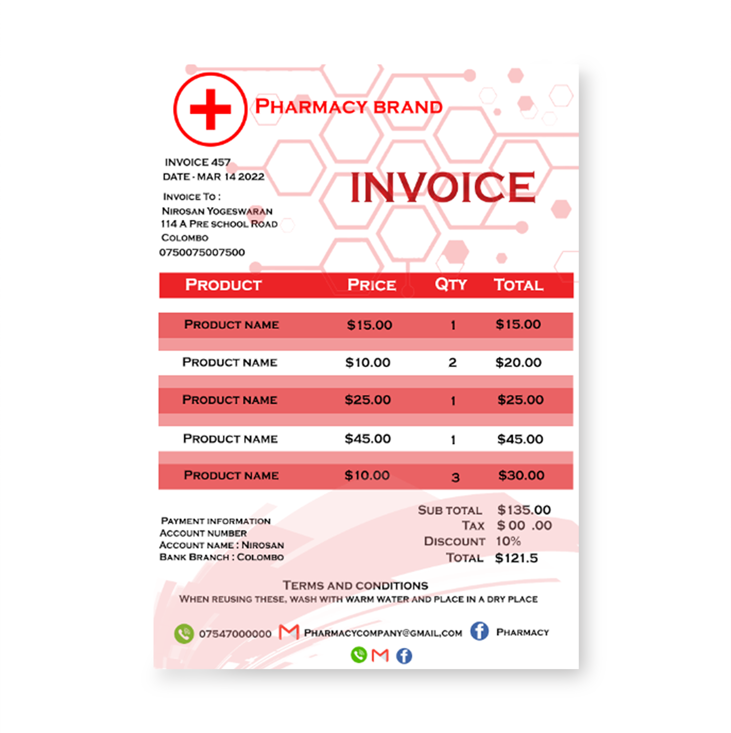 Commercial invoice design #3