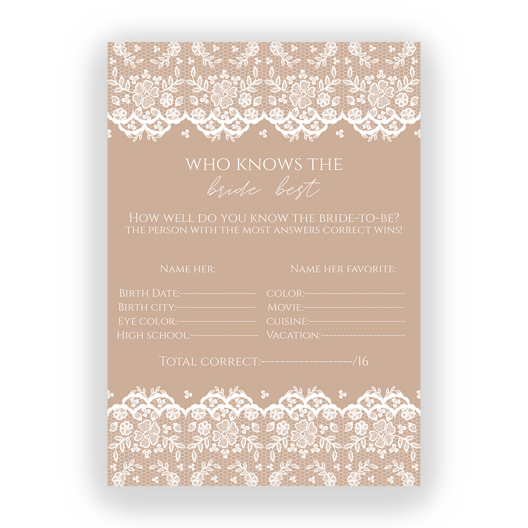 مسابقات مطبوعه من مجموعة Bridal shower