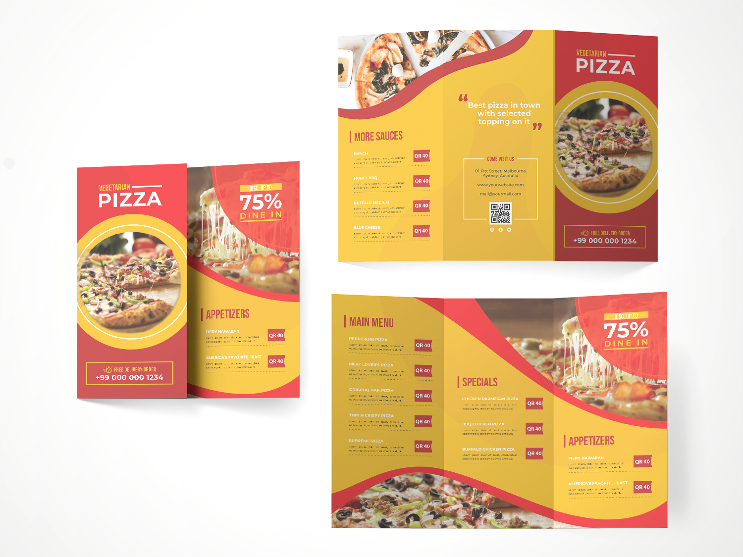 trifold brochure for food menu design #16