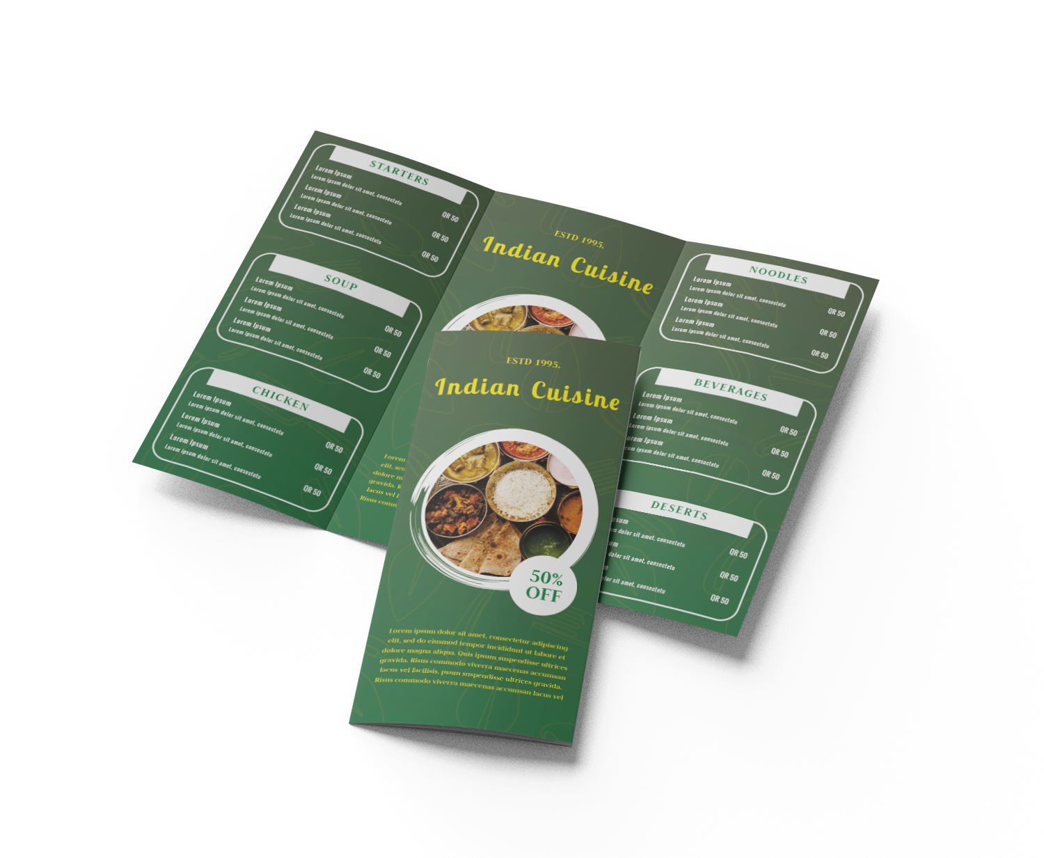 trifold brochure for food menu design #5