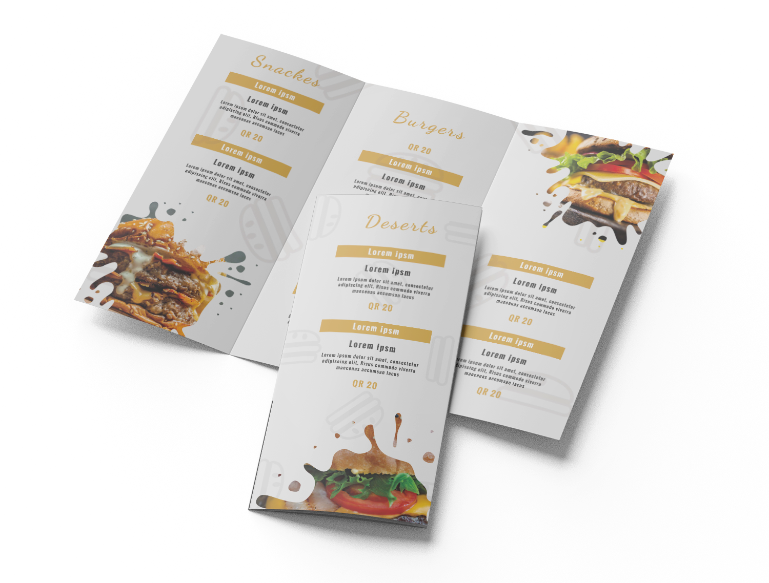 trifold brochure for food menu design #9