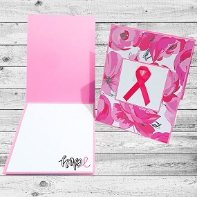 Card with pin Breast cancer month