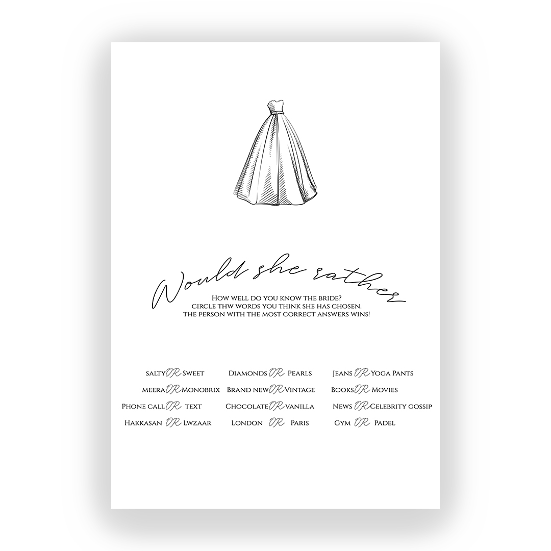 مسابقات مطبوعه من مجموعة Bridal shower